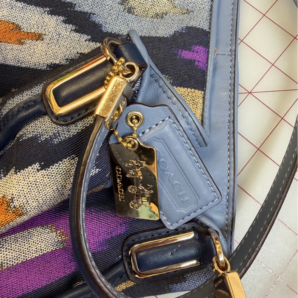 Coach Multicolor Ikat Pattern Shoulder Bag - Navy, Purple, Orange, Cream - Picture 6 of 10